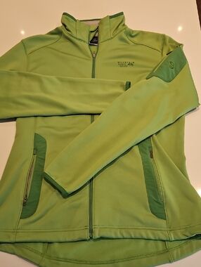 Mountain Hardwear Bright Lime Green Softshell Zip Up Jacket - Womens XL
